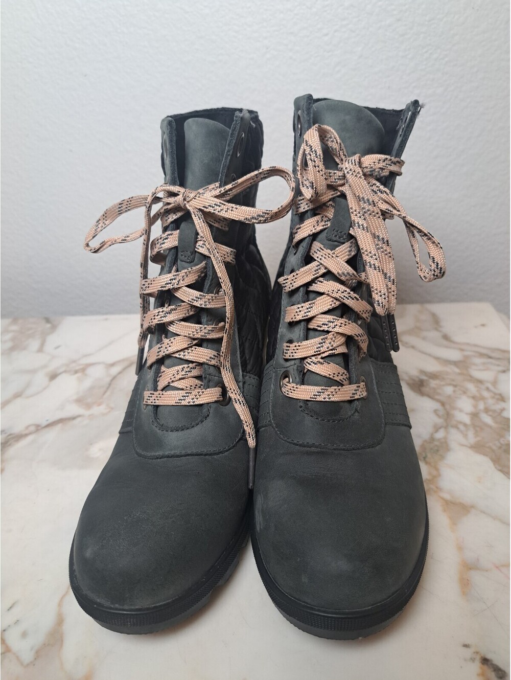 SOREL LEXIE WEDGE DISTRESSED DARK SLATE GRAY BOOTS WOMEN'S SIZE 8.5